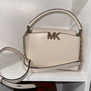 Michael Kors MK Karlie Small Ivory Leather Crossbody Bag